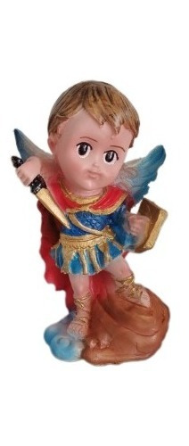 San Miguel Arcangel Niño Caricatura Infantil Figura Escultur