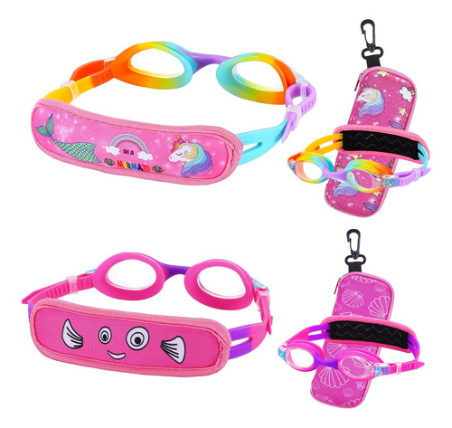 Gafas De Natación Unisex Ruigao Kids Rainbow N Pink X2u