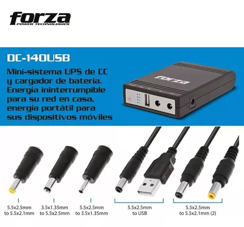 Mini-UPS Forza Portatil DC 14watts USB 5-9-12V