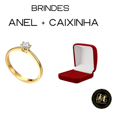 Par De Aliança Noivado E Casamento Banhada A Ouro 4mm