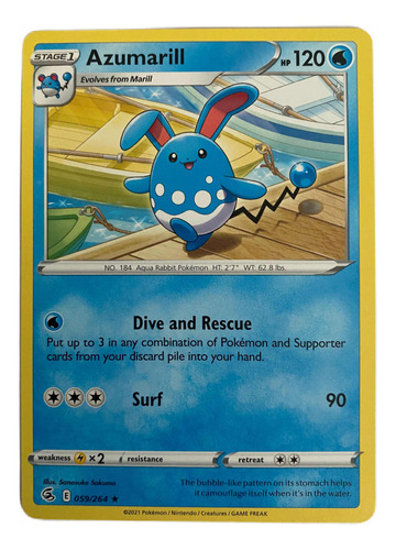 Azumarill Carta Pokémon Original Tcg Inglés 059/264