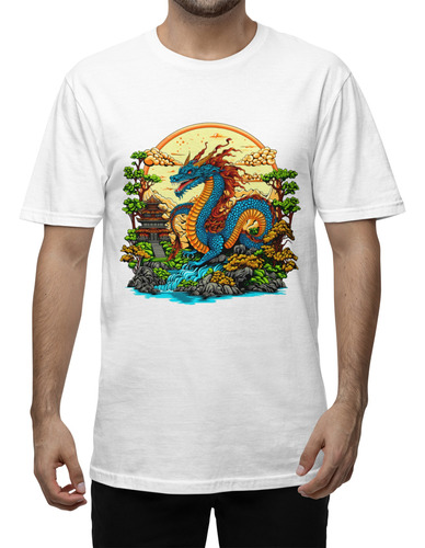 Remera Estampada Japanese Dragón Algodón Serigrafía Digital