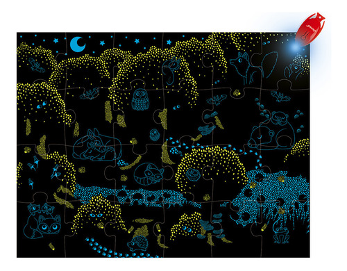 Puzzle Magico El Bosque Con Lampara Janod