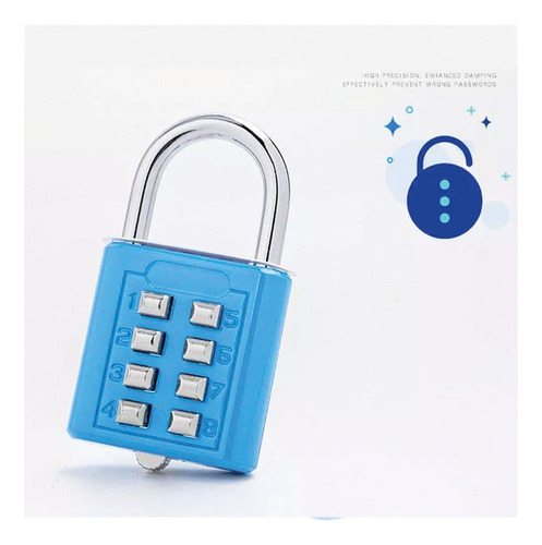 Candados Modernos, Mxoku-002, 2pzas, 8 Teclas, Azul, Mecánic Color Azul