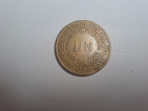 Moneda Un Sol De Oro Año 1964con Error En La U Brillo Normal