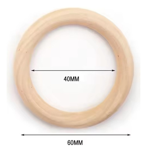 5 Piezas De Aros De Madera De 60mm Color Natural P/artesania