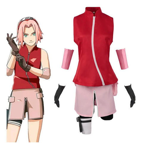 Disfraz De Cosplay De Anime, Uniforme De Haruno Sakura Co, C