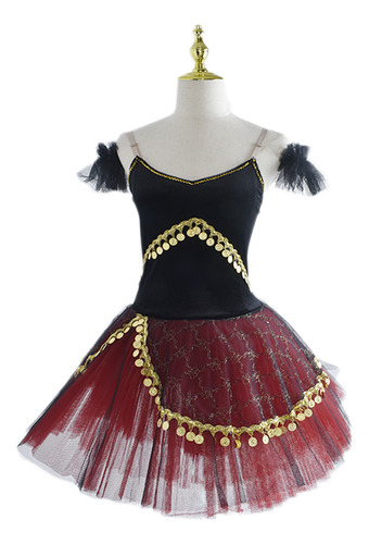 Vestido Rojo Con Tutú De Ballet, Vestido De Baile De Punto L