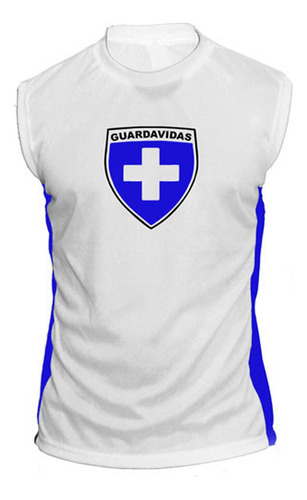 Remera Musculosa Guardavidas Lifeguard Blanco/azul Aquastore