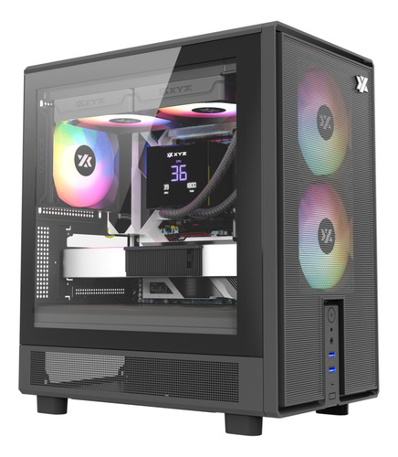 Gabinete Xyz Atom Black 3 Argb Fans Controller Mesh Usb C
