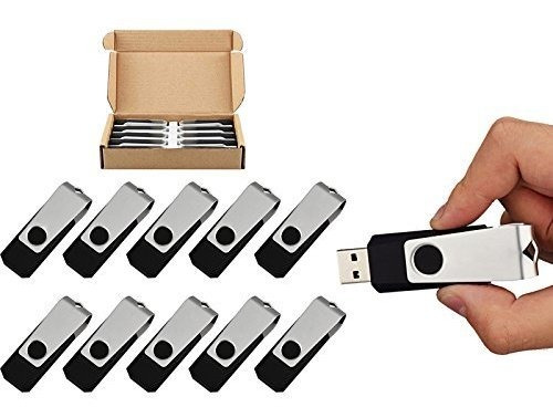 Memoria Usb 16gb (10 Unidades) - Diseño Giratorio, Negro.