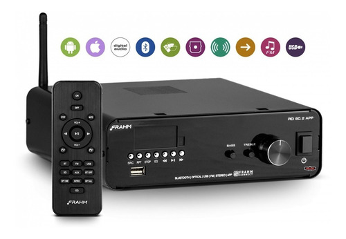 Amplificador Frahm Rd80 Bluetooth Optical Saída Audio Tv Fm