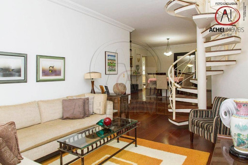 Imagem 8 de 30 de Cobertura Duplex Extraordinária À Venda Com 4 Suítes, 5 Salas, Piscina E Incrível Área Gourmet, 390 M² Por R$ 2.700.000 - Ponta Da Praia - Santos/sp - Co0095