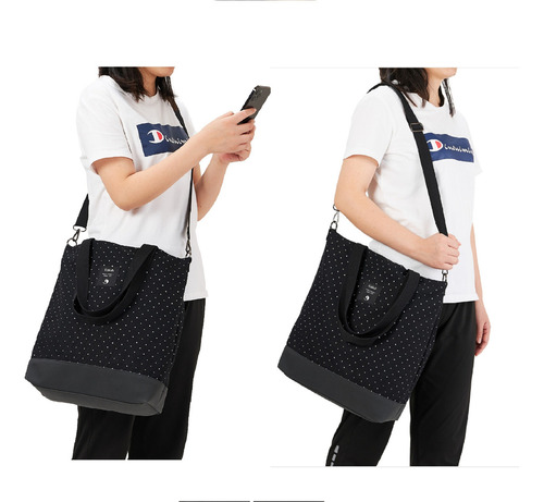 Bolso De Moda Lona Cercanías Alta Capacidad Para Mujer Color Black Two