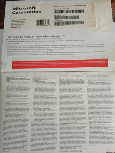 Licencias Windows 8.1 Sl 32 Bit / Oem Español
