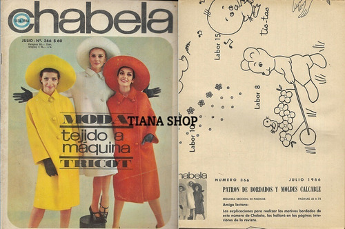 Revista Chabela Moda/tejido/máquina 1966: Moldes Bordados