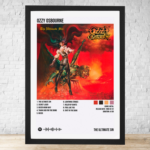 Cuadro Ozzy Osbourne The Ultimate Sin 30x40 Cm C735 Negro Moderno