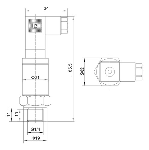 Sensor De Presión Transmisor G1/4 0-25bar 12-36v 4-20ma