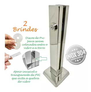 Coluna Torre Inox 30 Cm Pinça Guarda Corpo Sacada Corrimão