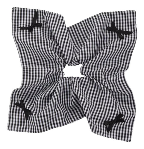 M Cabello A Cuadros Scrunchie Ponytail Decor Fashion Negro