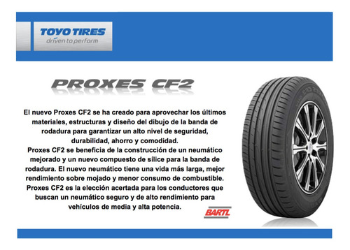 Cubierta 195/60 R15 Toyo Cf2 Balanceada Neumático