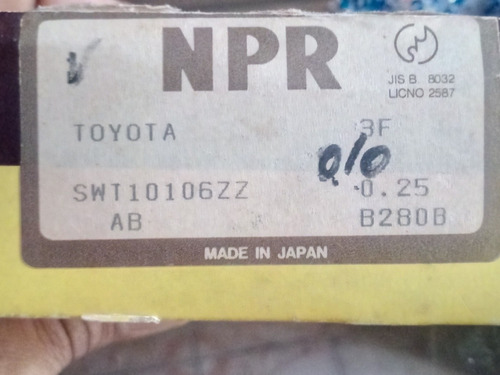 Anillos Toyota 3f Machito Samurai Y Otros. A 010. Npr Japón.