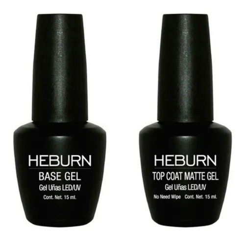 Base Y Top Coat Esmalte Semipermanente Led/uv Heburn Gel