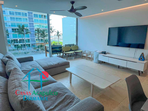 Cad Península Loft 104. En Condominio De Playa. Terraza Con Vista Parcial Al Mar