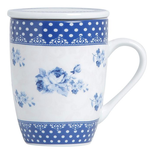 Caneca Lyor Elsa De Porcelana Super White Azul Branca 310ml