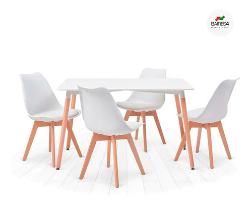 Imagen 2 de 5 de Juego De Comedor Mesa Eames 140x80 + 4 Sillas Tulip