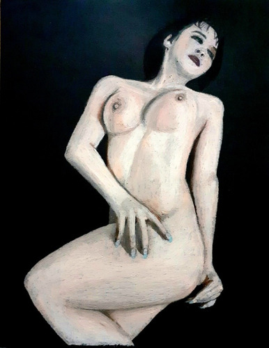 Dibujo Japonesa Desnuda Pastel Crayola Papel Negro T Carta