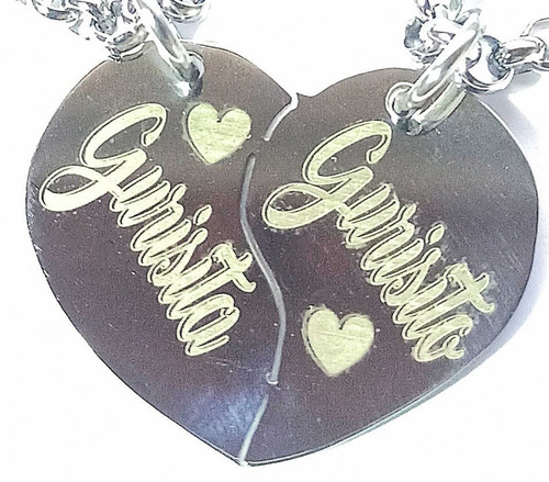 Imagen 3 de 10 de Media Medalla Corazón Acero 30x23mm + 2 Cadenas Espejito