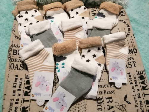 12 Pares De Calcetas De Toalla Gruesas 0 A 6 Meses