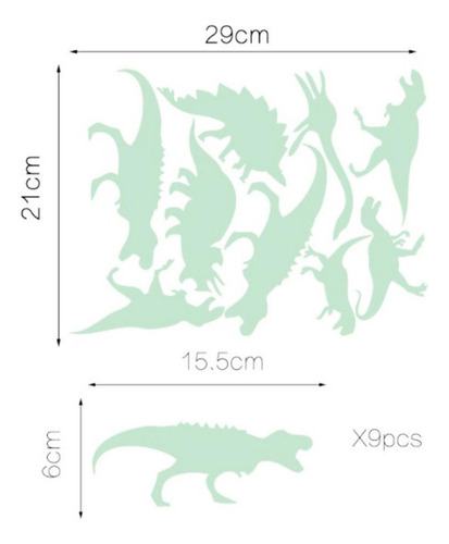 Etiquetas De Pared De Tejado Oscuridad 9x Dinosaurio