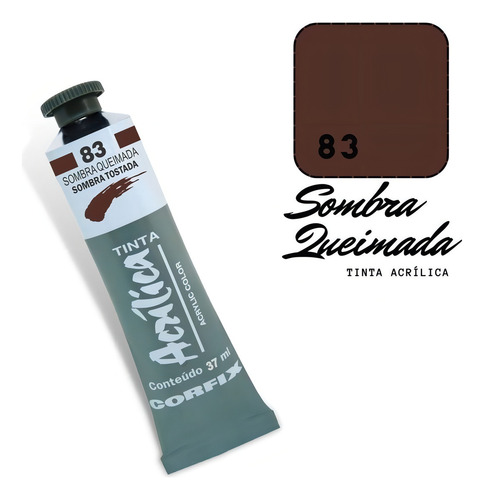 Tinta Acrílica 37ml 083 Sombra Queimada Corfix