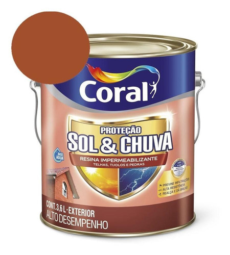 Resina Impermeabilizante Sol Chuva Cerâmica Telha 3,6l Coral Cor Marrom-claro