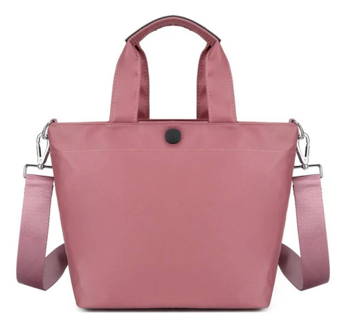 Bolsa Nylon Pequena Prática Impermeável Saco Cor Rosa Correia De Ombro Rosa Desenho Do Tecido Liso