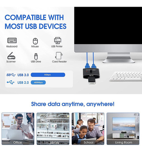 . Switch Switch Usb 3.0 Kvm Switch 5gbps 2 En 1 Salida U