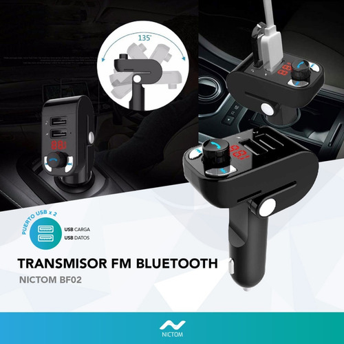 Imagen 2 de 5 de Transmisor Fm Bluetooth Receptor Sd Cargador Usb Manos Libre