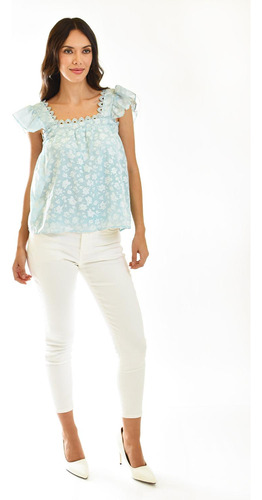 Blusa Con Ribete De Encaje Roman Fashion /juvenil, 7582 (men