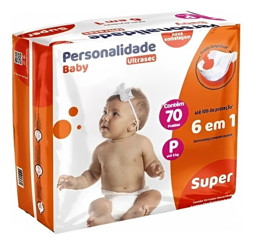 Fralda Personalidade Baby Ultrasec 6 Em 1 70 Unid Tamanho P Gênero Meninos Tamanho Pequeno (P)