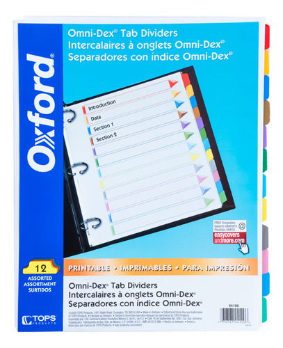 Separador De Hojas Para Carpeta De Argolla C/12 Divisiones