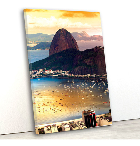 Tela Canvas Cidade Rio De Janeiro 80x120 Vertical 1 Cor Multicolorido Cor da armação Marrom