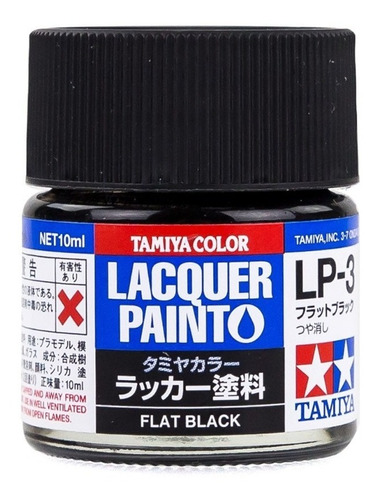 Pintura 10 Ml. Tamiya Lacquer Lp-3 Flat Black Lp3 Modelismo