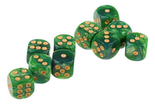 10 Piezas D6 Dados De Verde Amarillo Verde Amarillo 16mm
