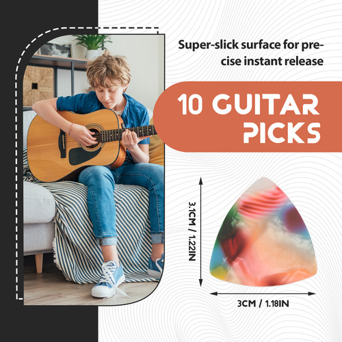 10 Púas Para Guitarra Acústica/eléctrica, 0,46 Mm, También