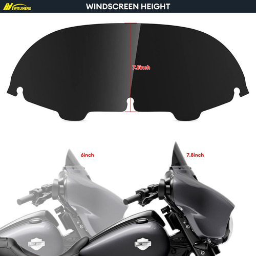 Parabrisas Redondo 17.8 Cm Para Harley Davidson Touring Negr