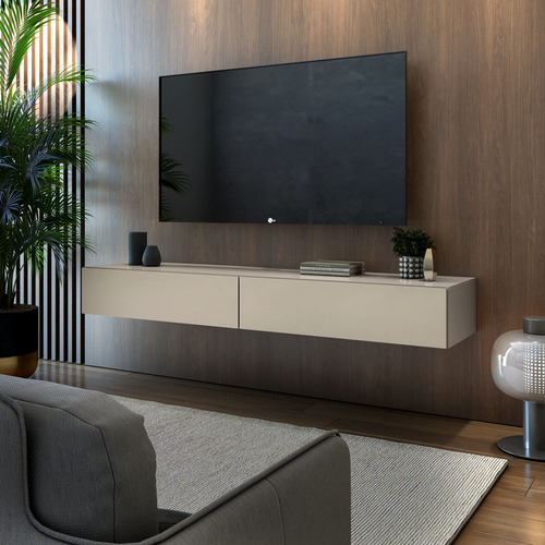 Rack Aereo Grande Para Sala Tv Home Theater Com Duas Gavetas