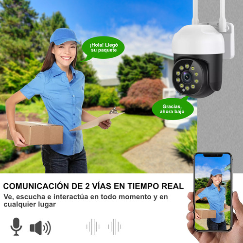 Camara Seguridad Exterior 2mp Full Hd Alexa Google Home Tuya Color Blanco