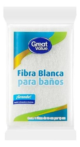 2 Pzs Fibra Blanca Great Value Grande Para Baños 1 Pza